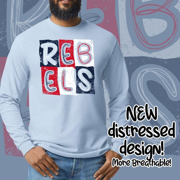 Ole Miss Rebels Blocky Univ of Mississippi crewneck sweatshirt Light Blue - Picture 1 of 3